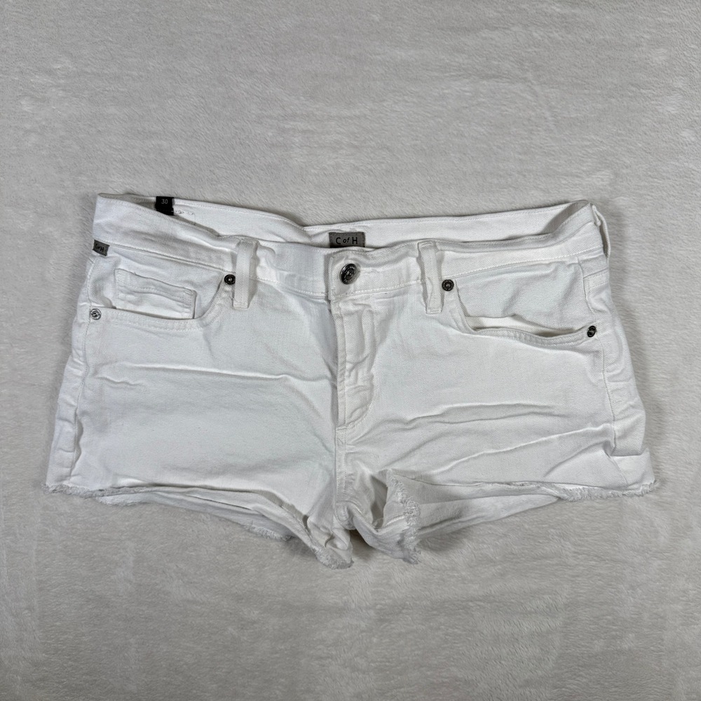 Citizens of Humanity White Denim Cutoff Shorts Size 30 Frayed Hem‎